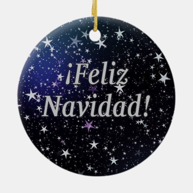 Ornamento De Cerâmica ¡ Feliz Navidad! Feliz Natal no wf espanhol (Traseira)