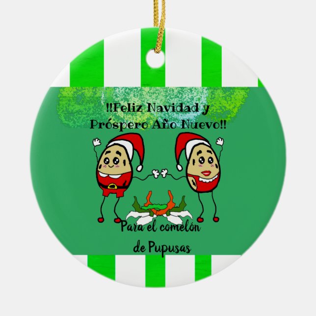 Ornamento De Cerâmica Feliz Navidad Natal para el Comelón Pupusas (Frente)