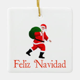 Ornamento De Cerâmica Feliz Navidad - Papai Noel