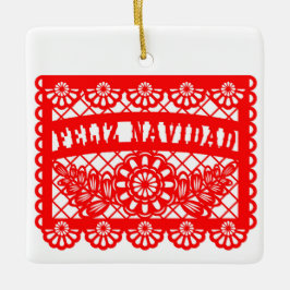 Ornamento De Cerâmica Feliz Navidad Papel Picado