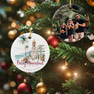 Ornamento De Cerâmica Feliz Navidad Puerto Vallarta Foto de Natal