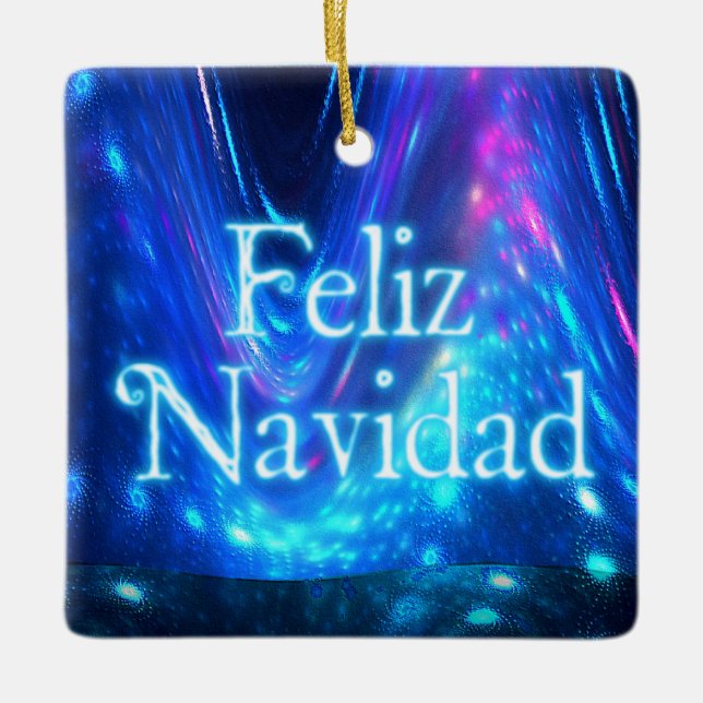 Ornamento De Cerâmica Feliz Navidad - Qaanaaq - Luzes de Norte (Frente)