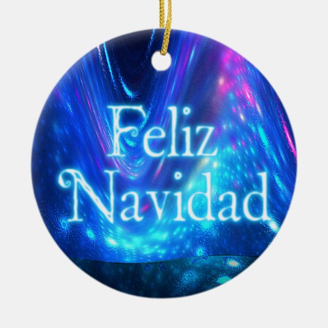 Ornamento De Cerâmica Feliz Navidad - Qaanaaq - Luzes de Norte (Frente)