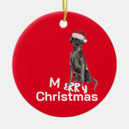 Ornamento De Cerâmica Feliz Negra Natal Labrador