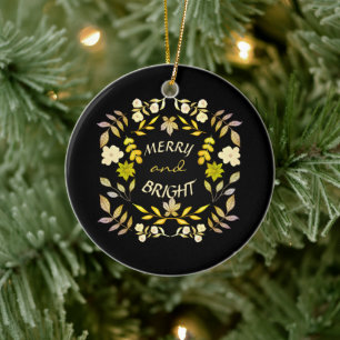 Ornamento De Cerâmica FELIZ ouro E BRILHO personalizados