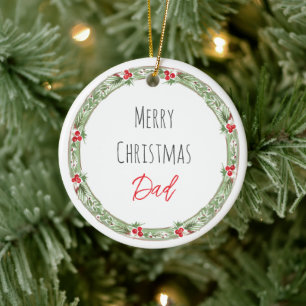 Ornamento De Cerâmica Feliz PAI de Natal Ama Crianças NOME Férias Festiv
