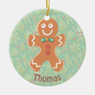 Ornamento De Cerâmica Feliz Pão Gingerido Feliz Natal