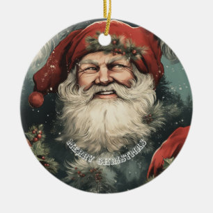 Ornamento De Cerâmica Feliz Papai noel de Natal
