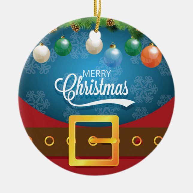 Ornamento De Cerâmica Feliz Papai noel de Natal (Frente)