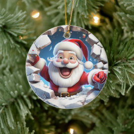 Ornamento De Cerâmica Feliz Papai Noel. Imagem da hora de Natal.