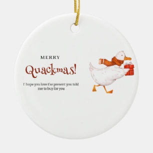 Ornamento De Cerâmica Feliz Pato Natal! Cartão de Natal de Pato Engraçad