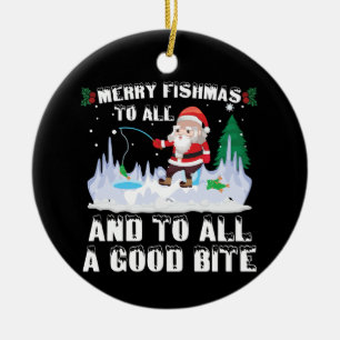 Ornamento De Cerâmica Feliz Peixe Engraçado Pesca Pescador Xmas