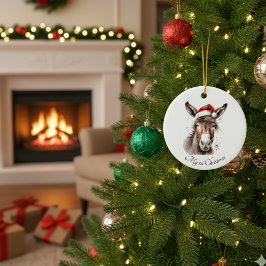 Ornamento De Cerâmica Feliz Pequeno Cachorro de Natal, personalizado