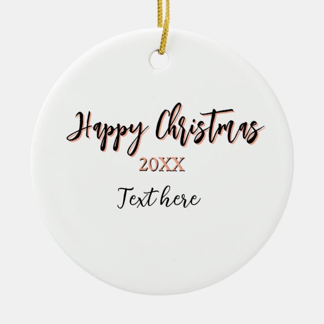 Ornamento De Cerâmica Feliz pêssego de Natal - ano negro - nome holi (Frente)