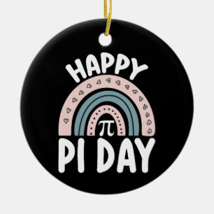 Ornamento De Cerâmica Feliz Pi Day Boho Rainbow Mathemat