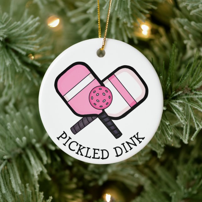 Ornamento De Cerâmica Feliz Pickleball no Natal (Árvore)