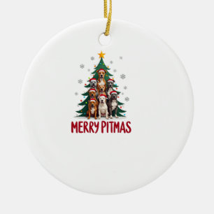 Ornamento De Cerâmica Feliz Pitmas Pitbull Cão Suéter Feio de Natal Tr