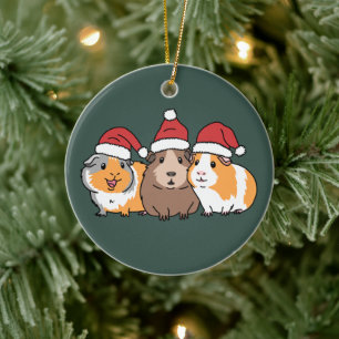 Ornamento De Cerâmica Feliz Porquinhamas Porquinho-da-índia Natal Amante