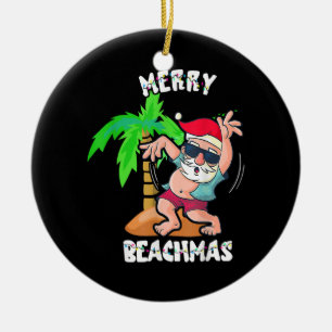 Ornamento De Cerâmica Feliz Praia Natal Em Julho Papais noeis Engraçados