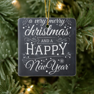 Ornamento De Cerâmica Feliz Quadro de Fotos de Natal e Feliz ano novo