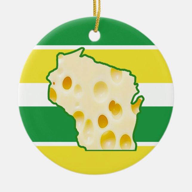 Ornamento De Cerâmica Feliz Queijo Personalizado em Wisconsin Feliz Nata (Frente)