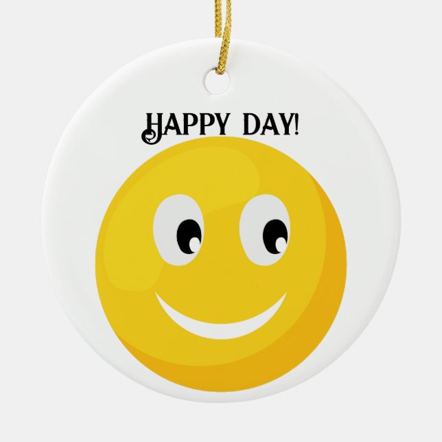 Ornamento De Cerâmica Feliz rosto sorridente (Frente)
