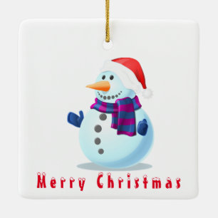 Ornamento De Cerâmica Feliz Snowman - Feliz Natal - Divertido
