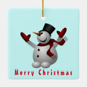 Ornamento De Cerâmica Feliz Snowman - Feliz Natal - Sorria