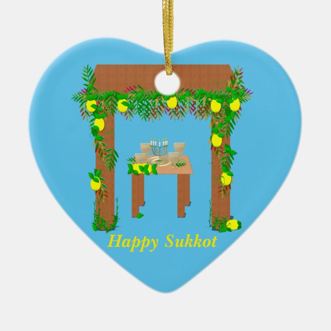 Ornamento De Cerâmica Feliz Sukkot, Personalizado (Frente)