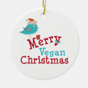 Ornamento De Cerâmica Feliz Vegan Natal