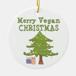 Ornamento De Cerâmica Feliz Vegan Natal
