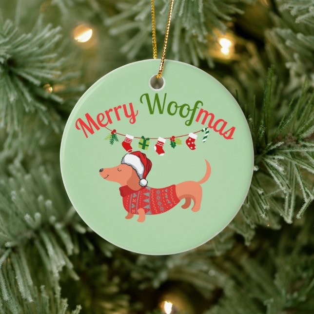 Ornamento De Cerâmica Feliz WOOFnatal (Árvore)