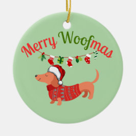 Ornamento De Cerâmica Feliz WOOFnatal