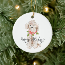 Ornamento De Cerâmica Felizes Férias Cockapoo Dog Natal Anual