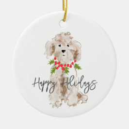 Ornamento De Cerâmica Felizes Férias Cockapoo Dog Natal Anual