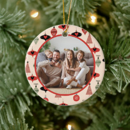 Ornamento De Cerâmica Felizes Festas Foto de Natal da Família