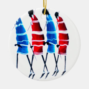 Ornamento De Cerâmica Felizes Pessoas Maasai Guerreiros Andando Impressã