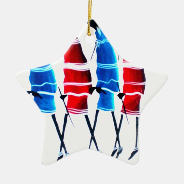 Ornamento De Cerâmica Felizes Pessoas Maasai Guerreiros Andando Impressã (Frente)