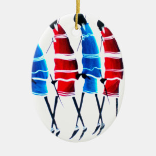 Ornamento De Cerâmica Felizes Pessoas Maasai Guerreiros Andando Impressã