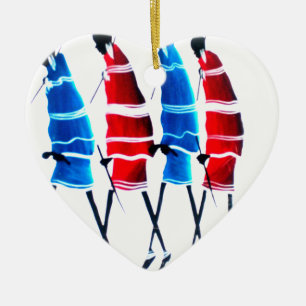 Ornamento De Cerâmica Felizes Pessoas Maasai Guerreiros Andando Impressã