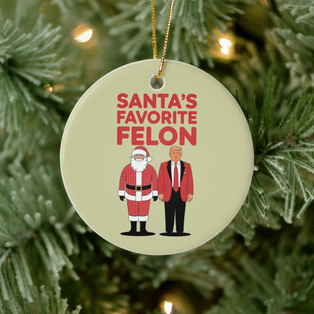 Ornamento De Cerâmica Felon Favorito dos papais noeis Trump Christmas Re (Árvore)