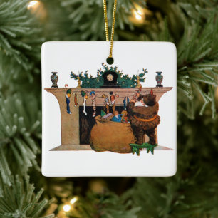 Ornamento De Cerâmica Felpudo e Velho Elfo de Natal, Jessie Willcox Smit