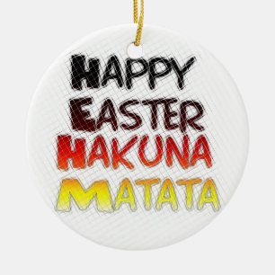 Ornamento De Cerâmica Felz pascoa Abençoado Hakuna Matata Holiday
