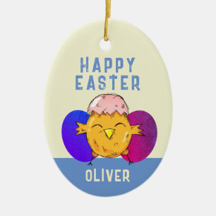 Ornamento De Cerâmica Felz pascoa de Páscoa e Ovos