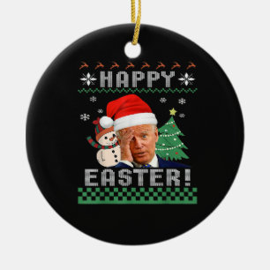 Ornamento De Cerâmica Felz pascoa Engraçado Joe Biden Natal Feio