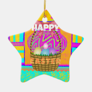 Ornamento De Cerâmica Felz pascoa. Fique abençoado como sempre
