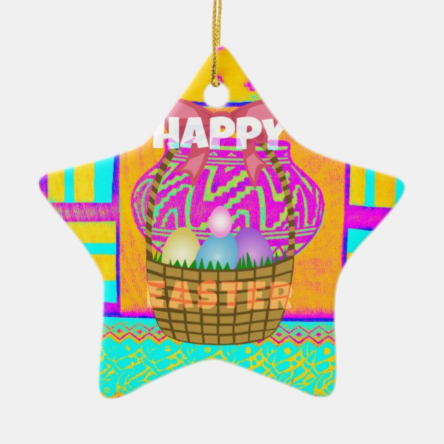 Ornamento De Cerâmica Felz pascoa. Fique abençoado como sempre (Frente)