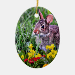 Ornamento De Cerâmica Felz pascoa Personalizado de Dois Lados