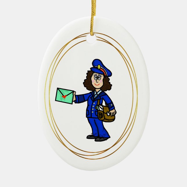 Ornamento De Cerâmica Female Letter Carrier Christmas Ornament (Frente)