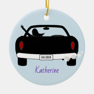 Ornamento De Cerâmica Fêmea nova do motorista personalizada
